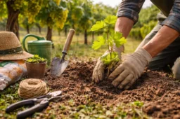 کاشت نهال انگور در زمین کشاورزی با خاک آماده و نور طبیعی www.nahalvand.com