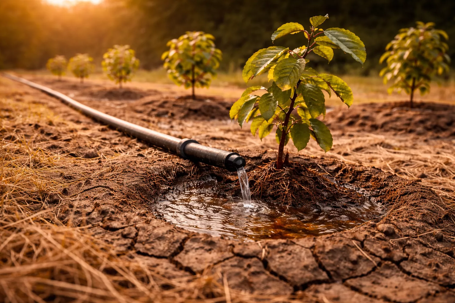 آبیاری قطرهای نهال عناب در شرایط خشکسالی با استفاده از سیستم قطرهای www.nahalvand.com